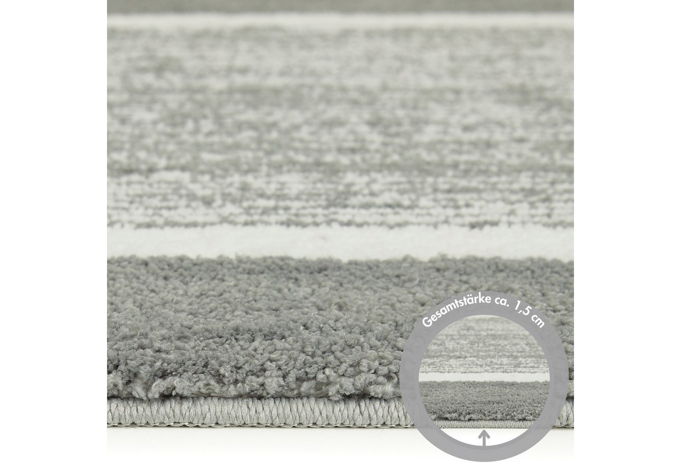Andiamo Badematte Maui, Höhe 15 mm, rutschhemmend beschichtet, fußbodenheizungsgeeignet, Polyester, rechteckig, gestreift, mit Bordüre, auch als 2er Set erhältl – Bild 5 von 5