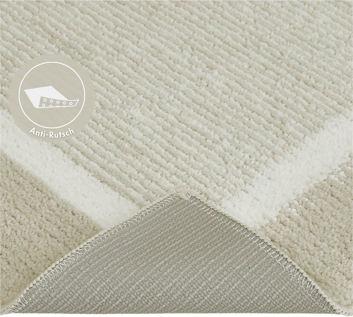Andiamo Badematte Maui, Höhe 15 mm, rutschhemmend beschichtet, fußbodenheizungsgeeignet, Polyester, rechteckig, gestreift, mit Bordüre, auch als 2er Set erhältl – Bild 4 von 5
