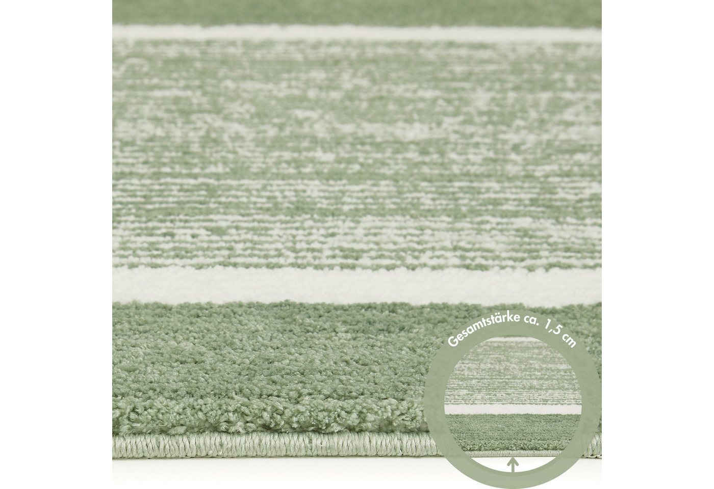 Andiamo Badematte Maui, Höhe 15 mm, rutschhemmend beschichtet, fußbodenheizungsgeeignet, Polyester, rechteckig, gestreift, mit Bordüre, auch als 2er Set erhältl – Bild 5 von 5