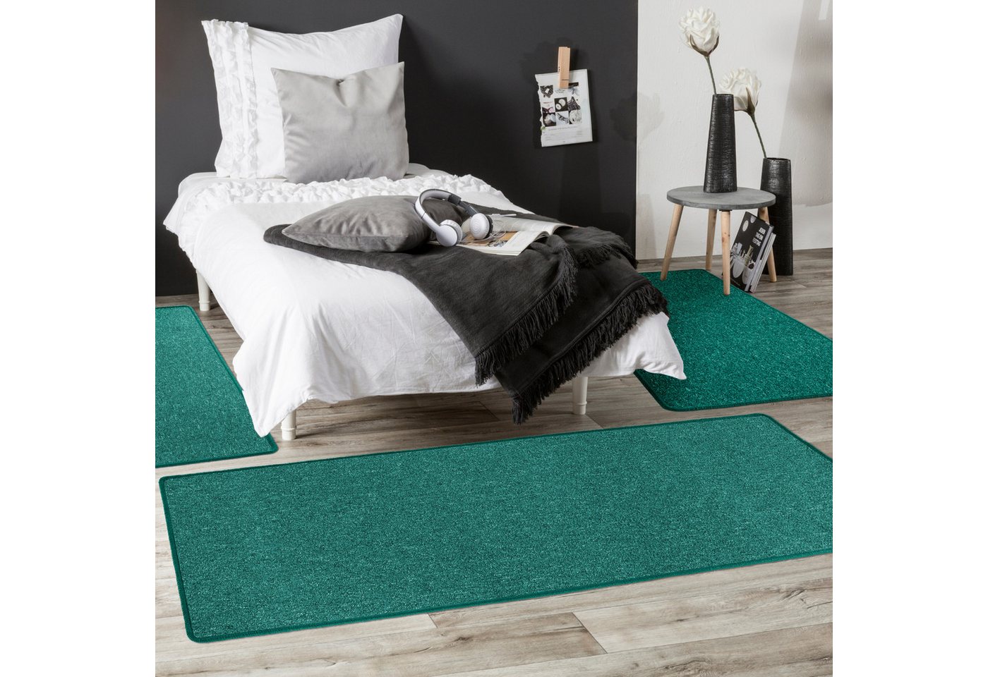 Andiamo Bettumrandung Luton, Höhe 5 mm, (3-tlg), Bettvorleger, Läufer-Set für das Schlafzimmer, melierte Optik – Bild 2 von 5