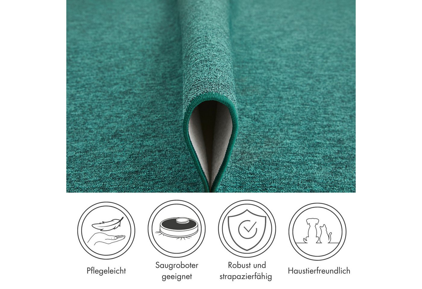 Andiamo Bettumrandung Luton, Höhe 5 mm, (3-tlg), Bettvorleger, Läufer-Set für das Schlafzimmer, melierte Optik – Bild 5 von 5