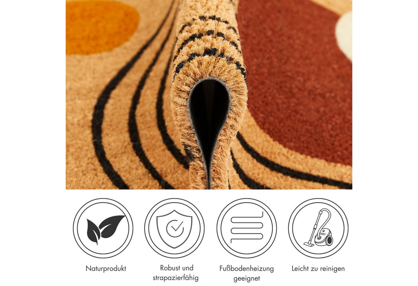 Andiamo Fußmatte Kokos, rechteckig, Höhe: 15 mm, Schmutzfangmatte, verschiedene Designs, In- und Outdoor geeignet – Bild 3 von 5
