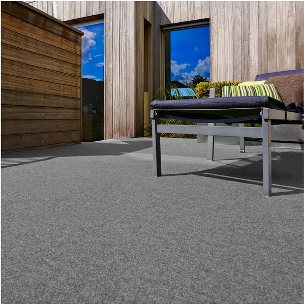 Andiamo Kunstrasen Field, Gesamthöhe ca. 4 mm, rechteckig, für Balkon & Terrasse, mit Drainage-Noppen, Nadelfilz-Optik
