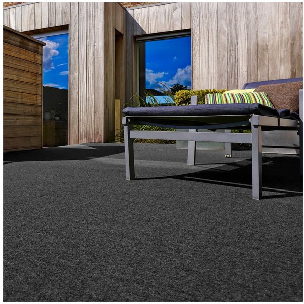 Andiamo Kunstrasen Field, Gesamthöhe ca. 4 mm, rechteckig, für Balkon & Terrasse, mit Drainage-Noppen, Nadelfilz-Optik