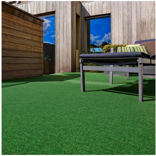 Andiamo Kunstrasen Field, Gesamthöhe ca. 4 mm, rechteckig, für Balkon & Terrasse, mit Drainage-Noppen, Nadelfilz-Optik
