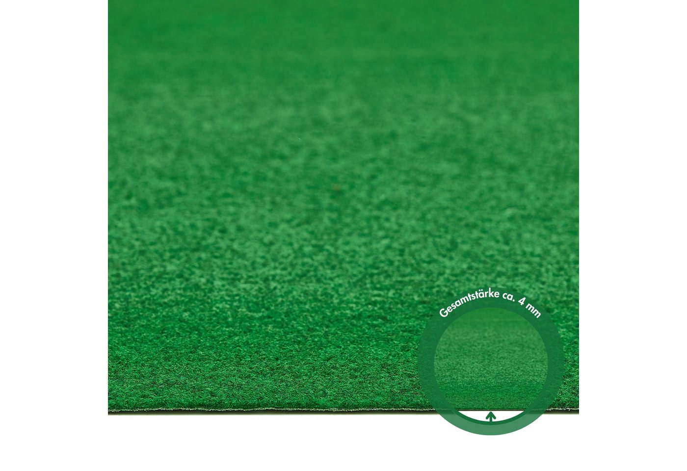 Andiamo Kunstrasen Field, Gesamthöhe ca. 4 mm, rechteckig, für Balkon & Terrasse, mit Drainage-Noppen, Nadelfilz-Optik – Bild 3 von 5