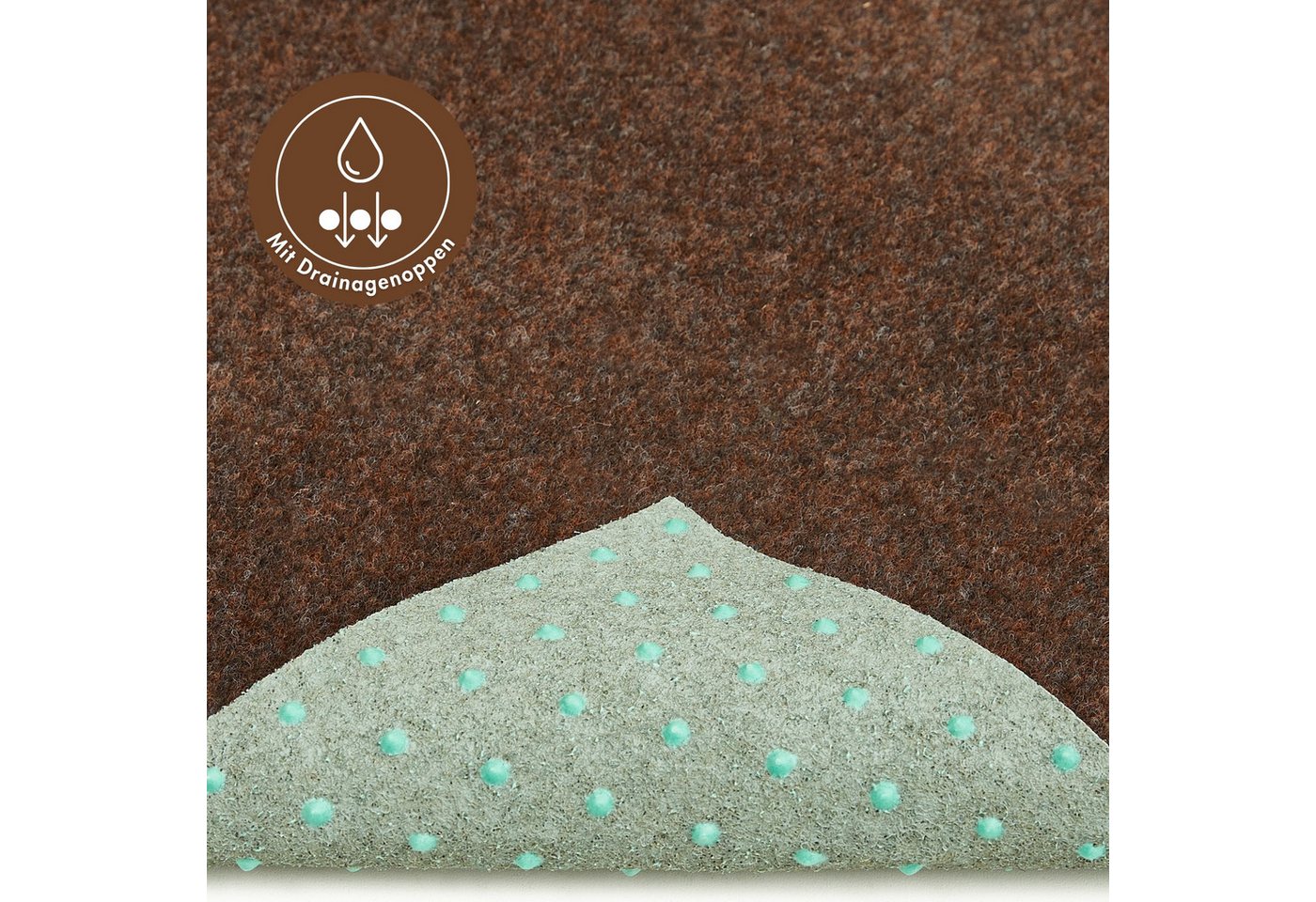 Andiamo Kunstrasen Field, Gesamthöhe ca. 4 mm, rechteckig, für Balkon & Terrasse, mit Drainage-Noppen, Nadelfilz-Optik – Bild 4 von 5