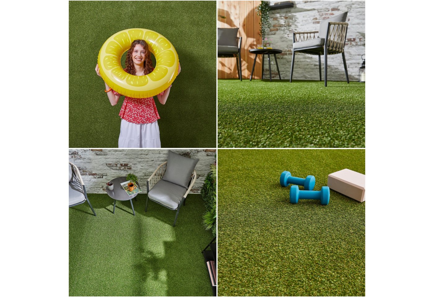 Andiamo Kunstrasen Rasenteppich Jever, Gesamthöhe ca. 22 mm, rechteckig, natürliche Optik, mit Drainagefunktion, für Balkon, Terrasse & Garten – Bild 3 von 5