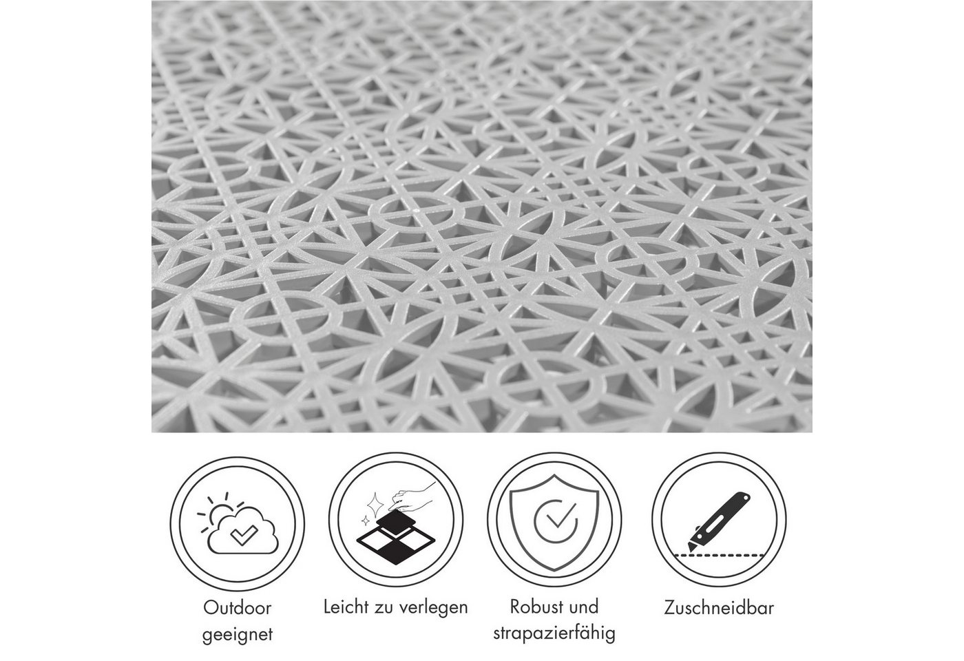 Andiamo Kunststoff-Fliesen Terra Sol, Terrassenfliesen, Set, 7 St., erhältlich mit 7 Stück (1 qm), 14 Stück (2 qm) oder 35 Stück (5 qm), Klickfliesen, 38x38 cm, – Bild 3 von 5