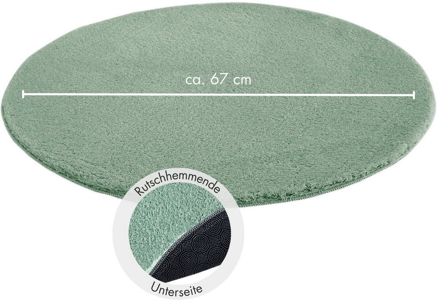 Andiamo Teppich Arezzo, rund, Höhe: 16 mm, Uni Farben, weicher Flor, waschbar, ideal im Wohnzimmer & Schlafzimmer – Bild 4 von 5