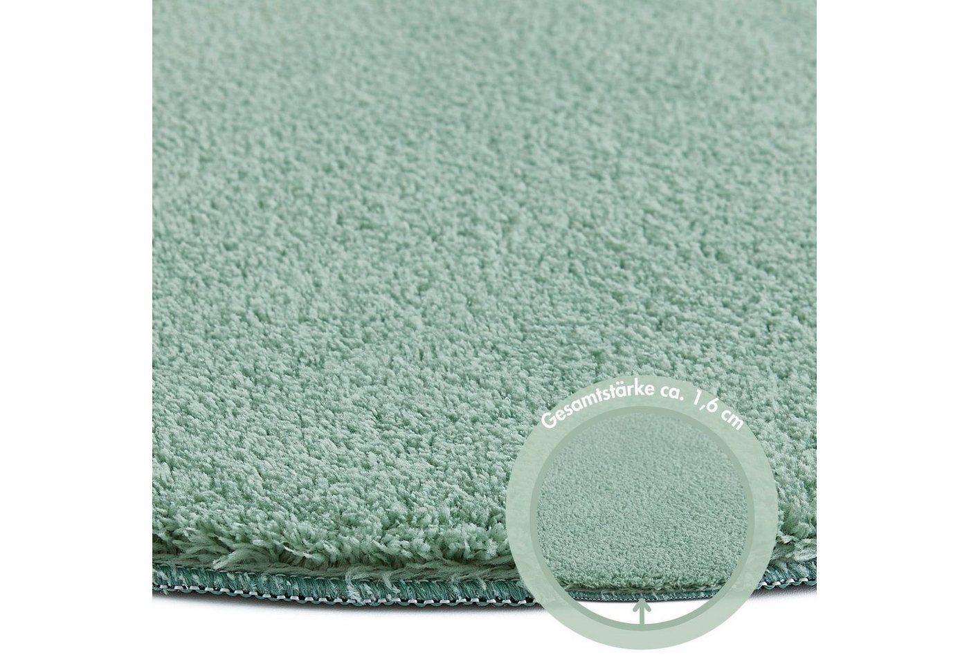 Andiamo Teppich Arezzo, rund, Höhe: 16 mm, Uni Farben, weicher Flor, waschbar, ideal im Wohnzimmer & Schlafzimmer – Bild 5 von 5