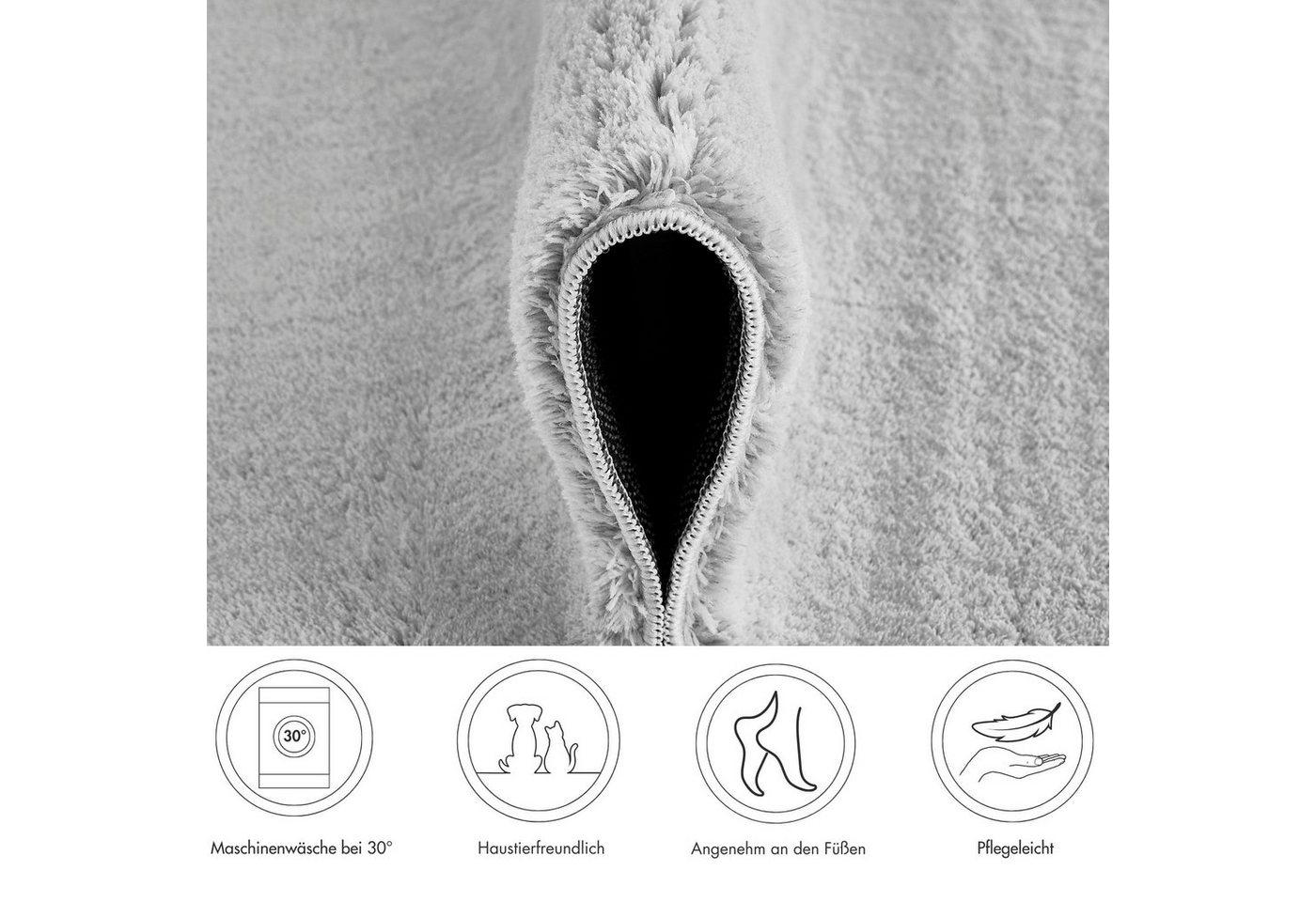Andiamo Teppich Arezzo, rund, Höhe: 16 mm, Uni Farben, weicher Flor, waschbar, ideal im Wohnzimmer & Schlafzimmer – Bild 3 von 5