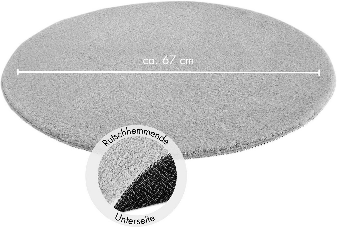 Andiamo Teppich Arezzo, rund, Höhe: 16 mm, Uni Farben, weicher Flor, waschbar, ideal im Wohnzimmer & Schlafzimmer – Bild 4 von 5