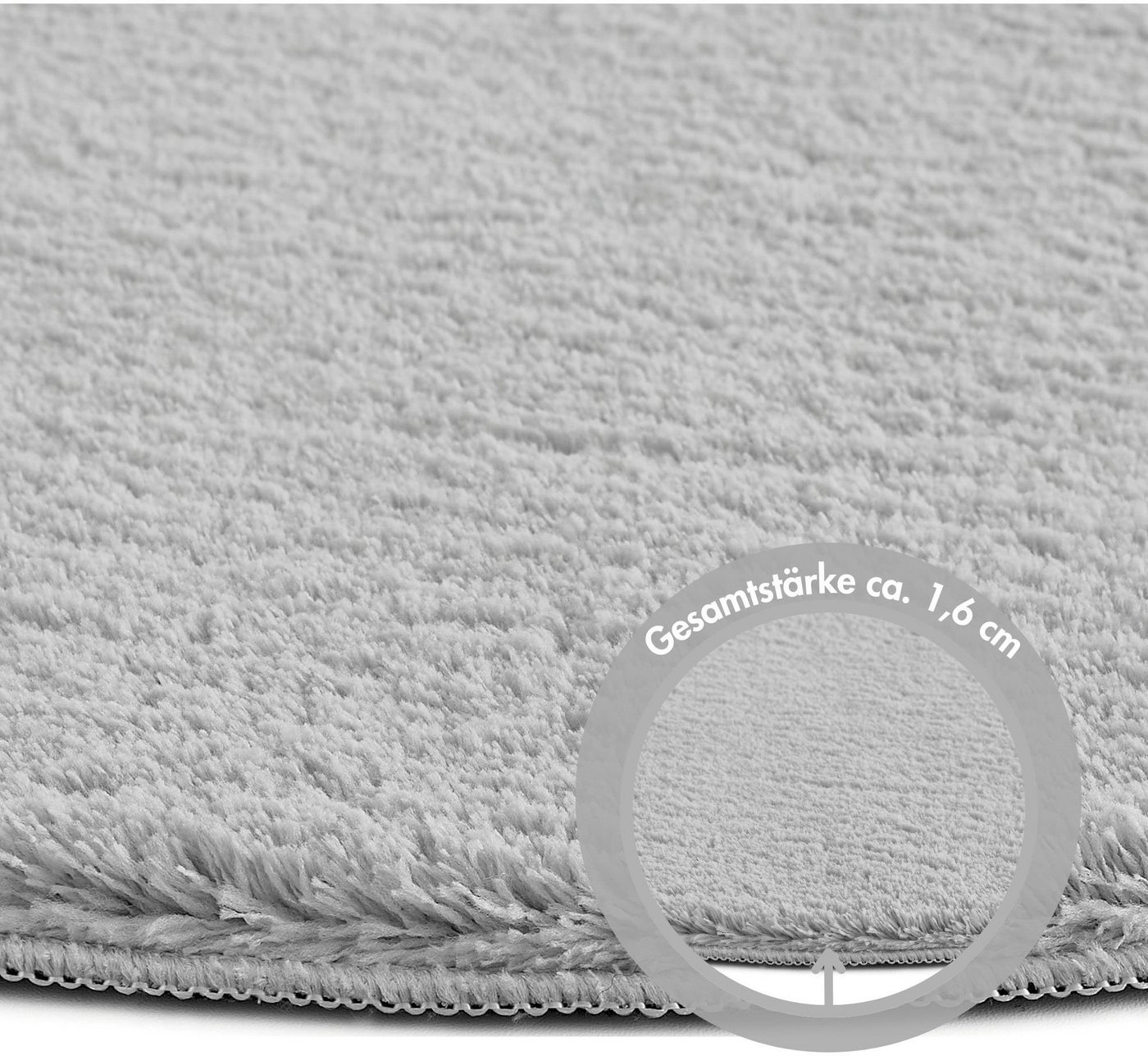 Andiamo Teppich Arezzo, rund, Höhe: 16 mm, Uni Farben, weicher Flor, waschbar, ideal im Wohnzimmer & Schlafzimmer – Bild 5 von 5