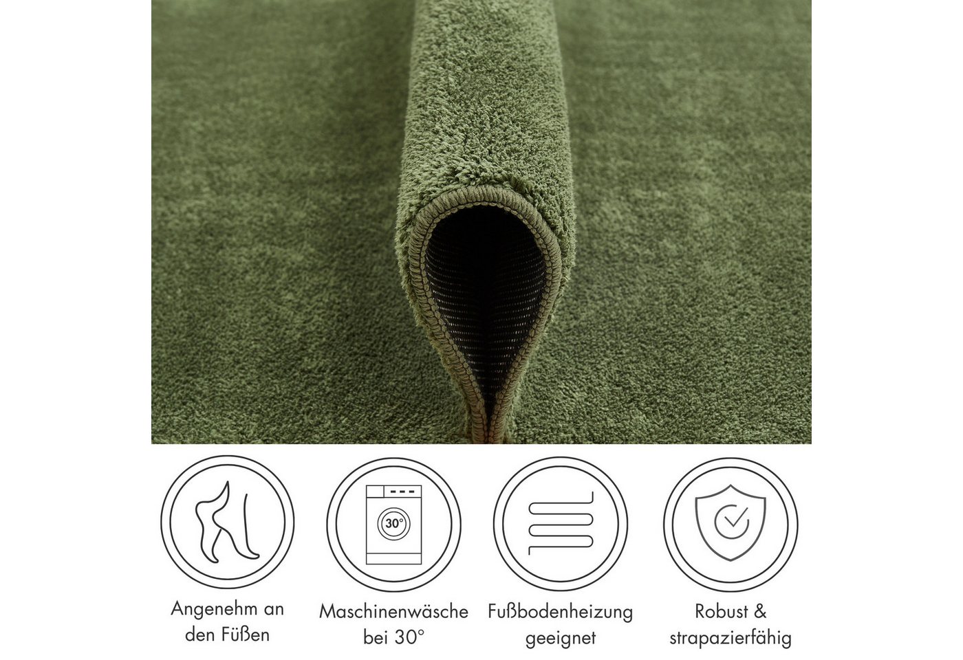 Andiamo Teppich Arezzo, rechteckig, Höhe: 16 mm, Uni Farben, weicher Flor, waschbar, ideal im Wohnzimmer & Schlafzimmer – Bild 3 von 5