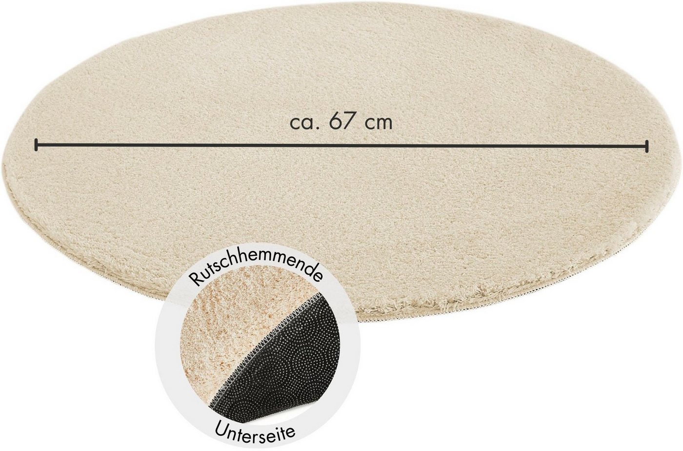 Andiamo Teppich Arezzo, rund, Höhe: 16 mm, Uni Farben, weicher Flor, waschbar, ideal im Wohnzimmer & Schlafzimmer – Bild 4 von 5