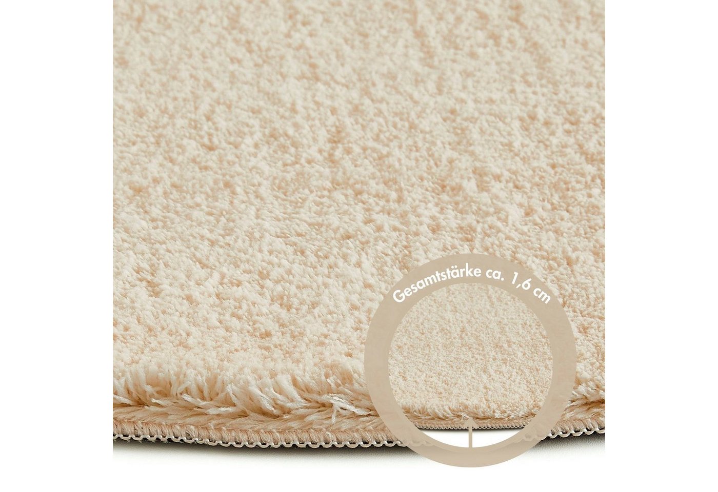 Andiamo Teppich Arezzo, rund, Höhe: 16 mm, Uni Farben, weicher Flor, waschbar, ideal im Wohnzimmer & Schlafzimmer – Bild 5 von 5
