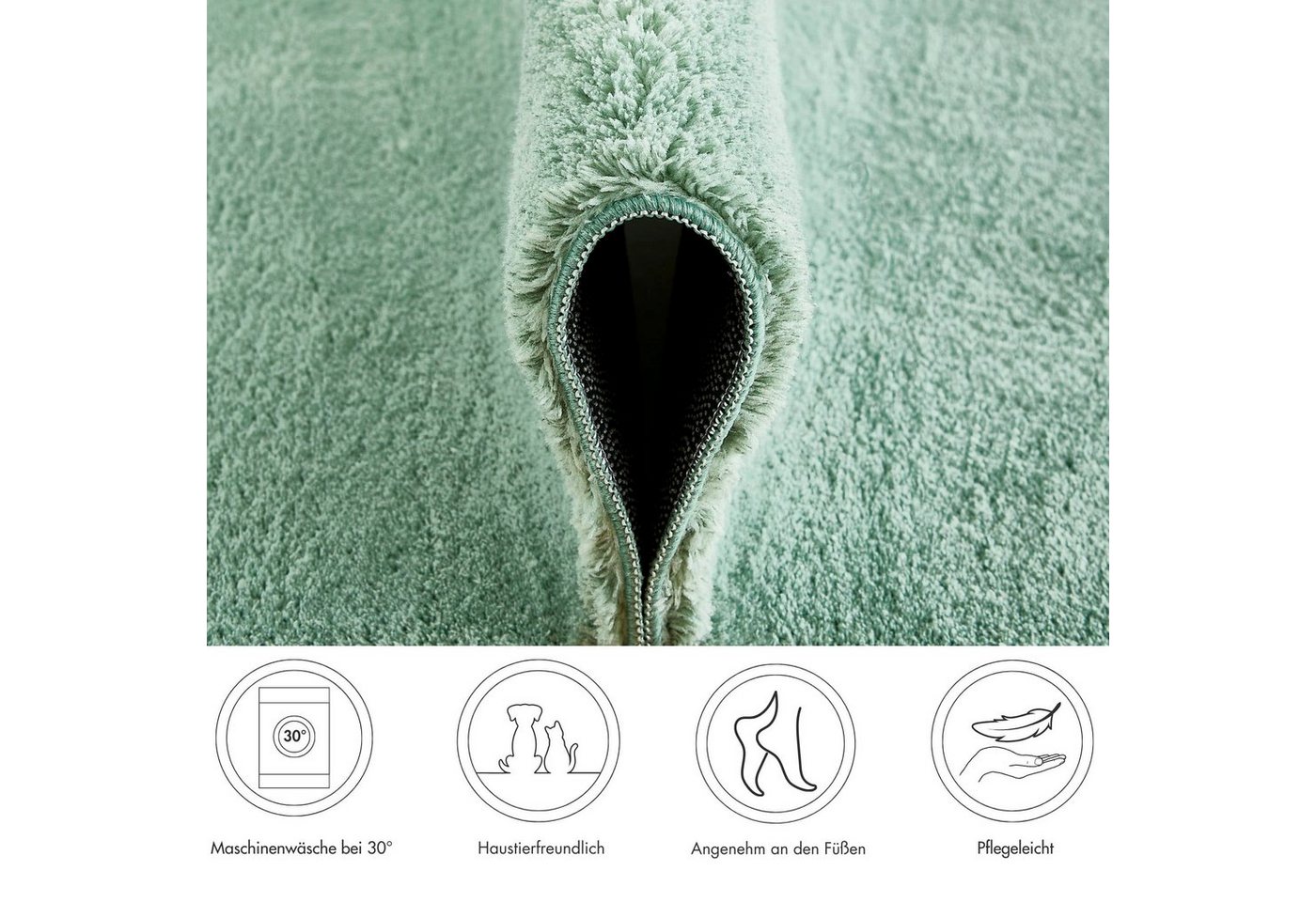 Andiamo Teppich Arezzo, rechteckig, Höhe: 16 mm, Uni Farben, weicher Flor, waschbar, ideal im Wohnzimmer & Schlafzimmer – Bild 3 von 5