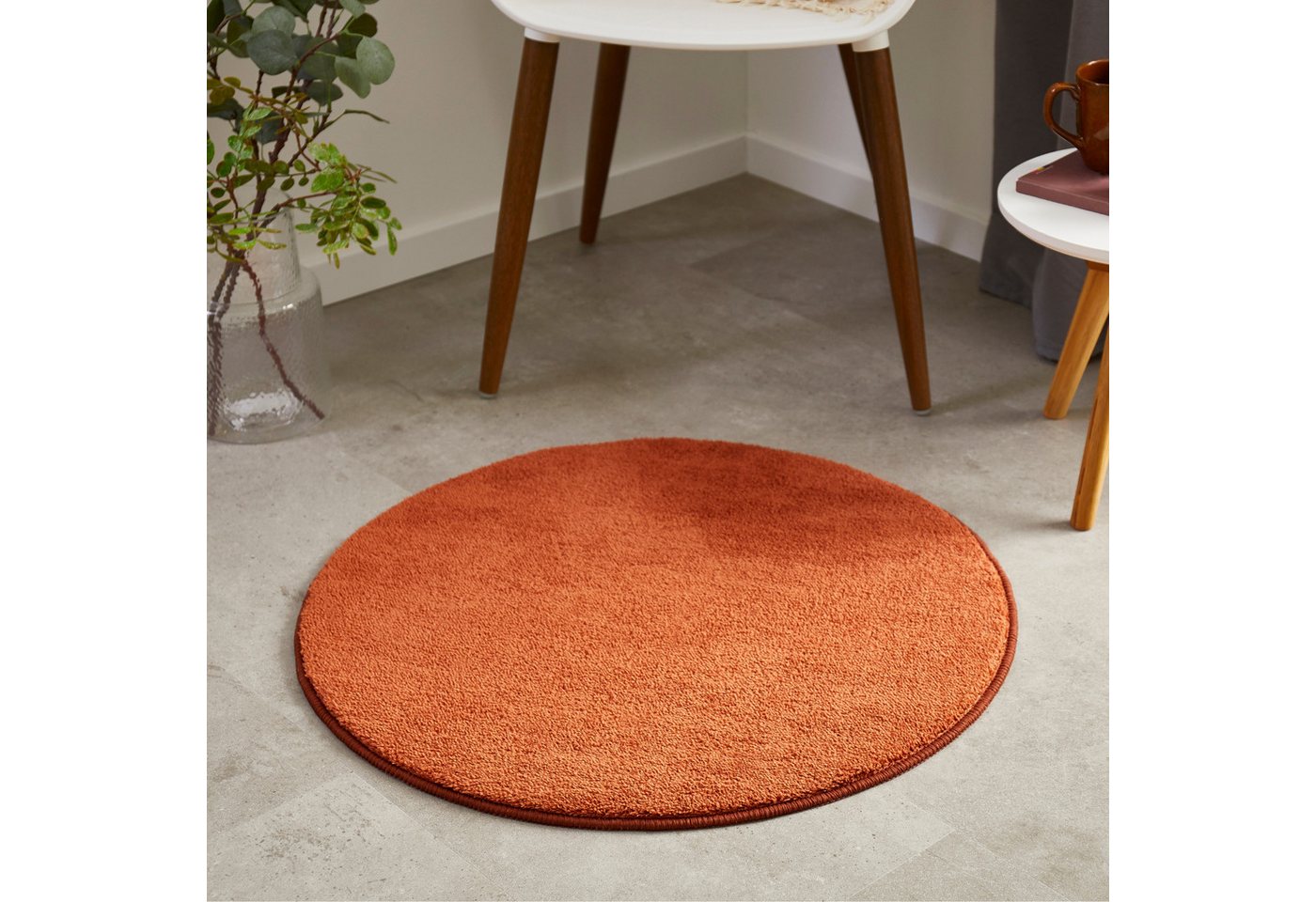 Andiamo Teppich Arezzo, rund, Höhe: 16 mm, Uni Farben, weicher Flor, waschbar, ideal im Wohnzimmer & Schlafzimmer – Bild 2 von 5