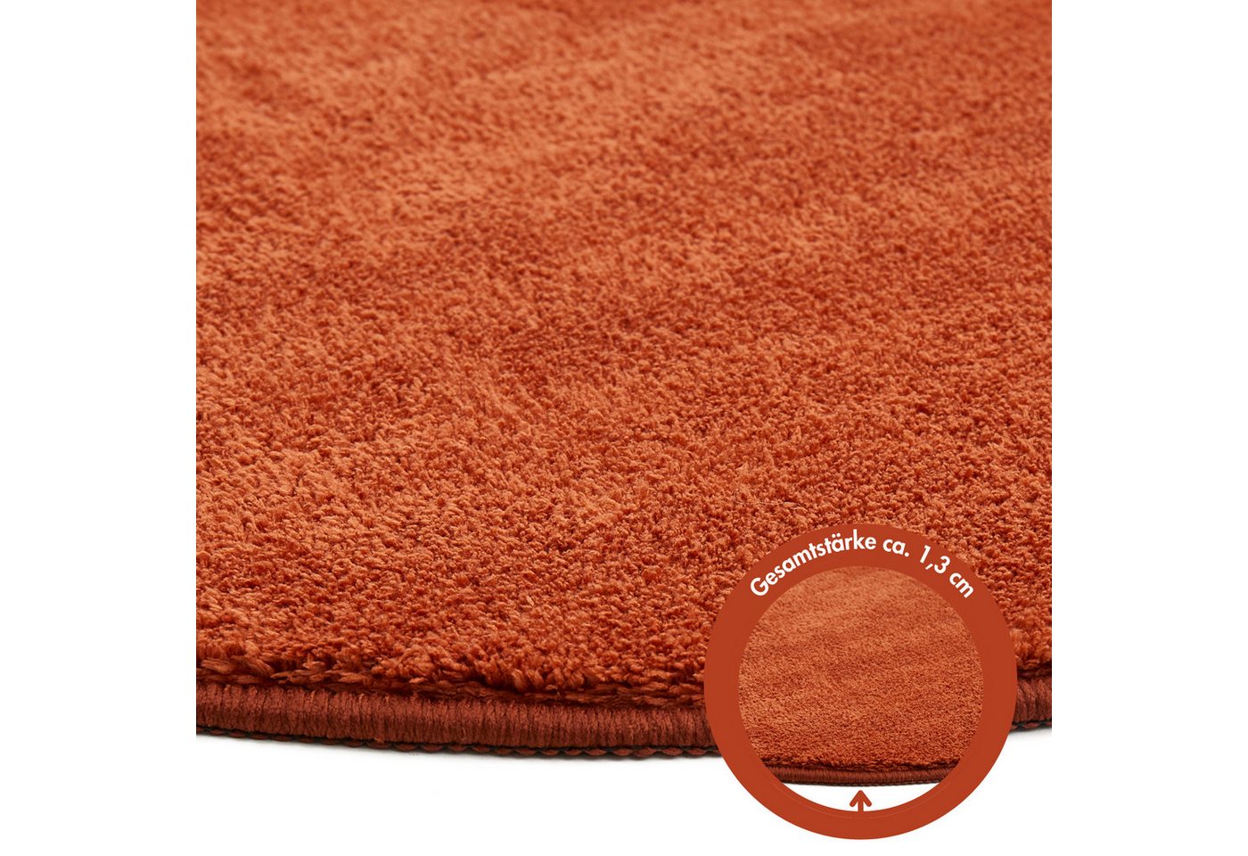 Andiamo Teppich Arezzo, rund, Höhe: 16 mm, Uni Farben, weicher Flor, waschbar, ideal im Wohnzimmer & Schlafzimmer – Bild 4 von 5