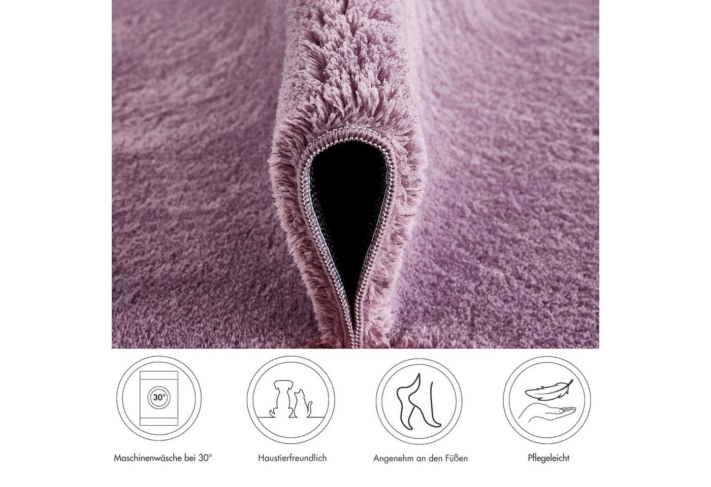 Andiamo Teppich Arezzo, rechteckig, Höhe: 16 mm, Uni Farben, weicher Flor, waschbar, ideal im Wohnzimmer & Schlafzimmer – Bild 3 von 5