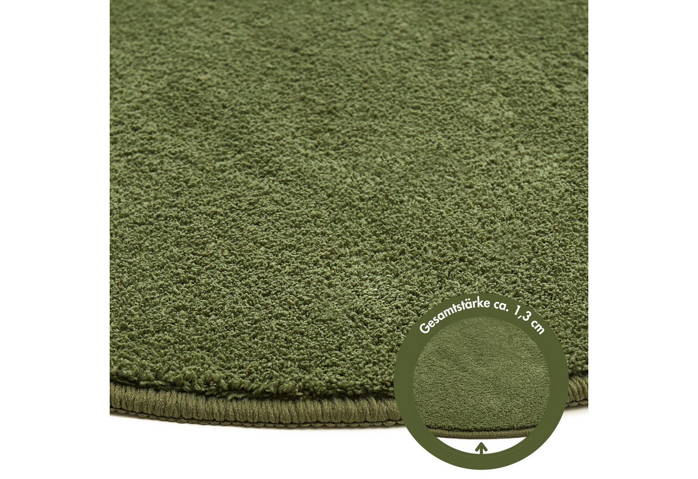 Andiamo Teppich Arezzo, rund, Höhe: 16 mm, Uni Farben, weicher Flor, waschbar, ideal im Wohnzimmer & Schlafzimmer – Bild 4 von 5