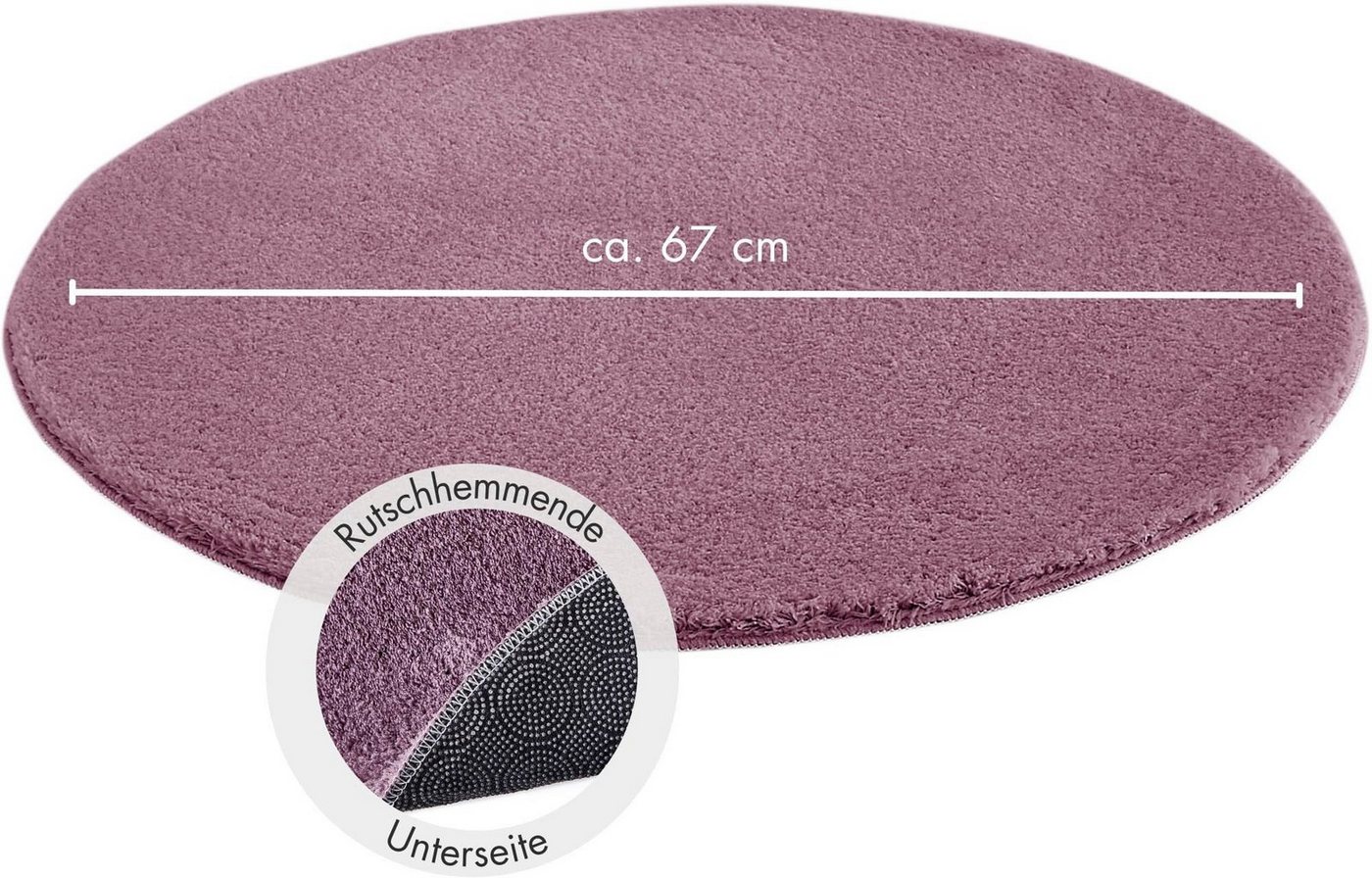 Andiamo Teppich Arezzo, rund, Höhe: 16 mm, Uni Farben, weicher Flor, waschbar, ideal im Wohnzimmer & Schlafzimmer – Bild 4 von 5