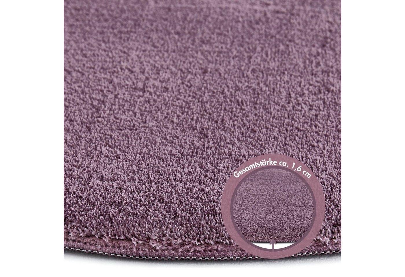 Andiamo Teppich Arezzo, rund, Höhe: 16 mm, Uni Farben, weicher Flor, waschbar, ideal im Wohnzimmer & Schlafzimmer – Bild 5 von 5