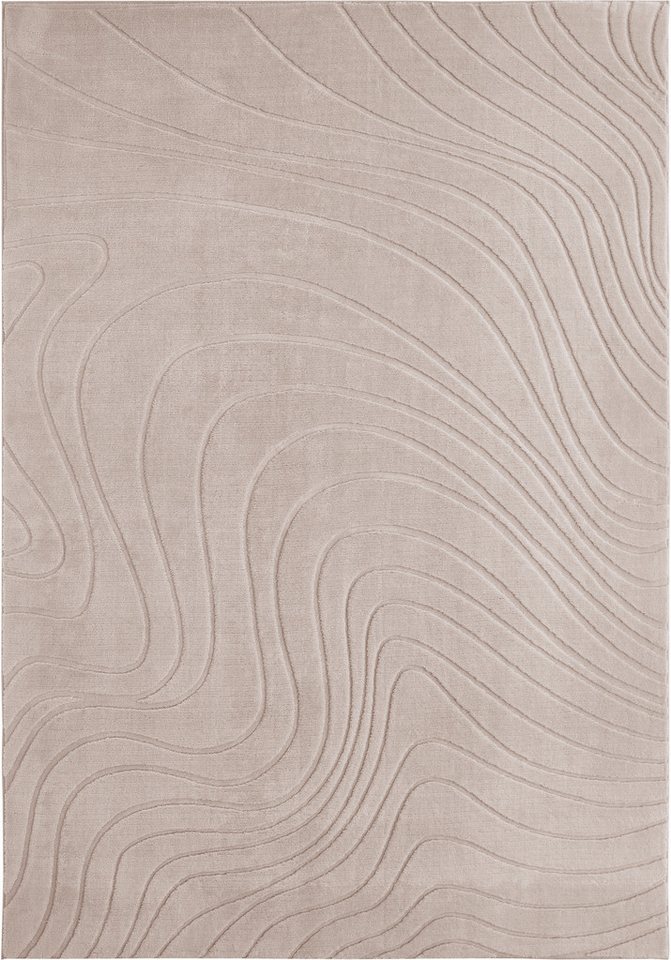 Andiamo Teppich Dale, rechteckig, Höhe: 10 mm, Uni Farben, Hoch-Tief-Struktur, Carving-Effekt, Wohnzimmer – Bild 2 von 5