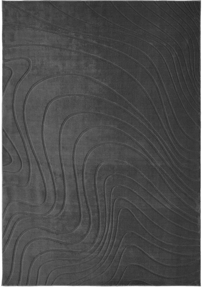 Andiamo Teppich Dale, rechteckig, Höhe: 10 mm, Uni Farben, Hoch-Tief-Struktur, Carving-Effekt, Wohnzimmer – Bild 2 von 5