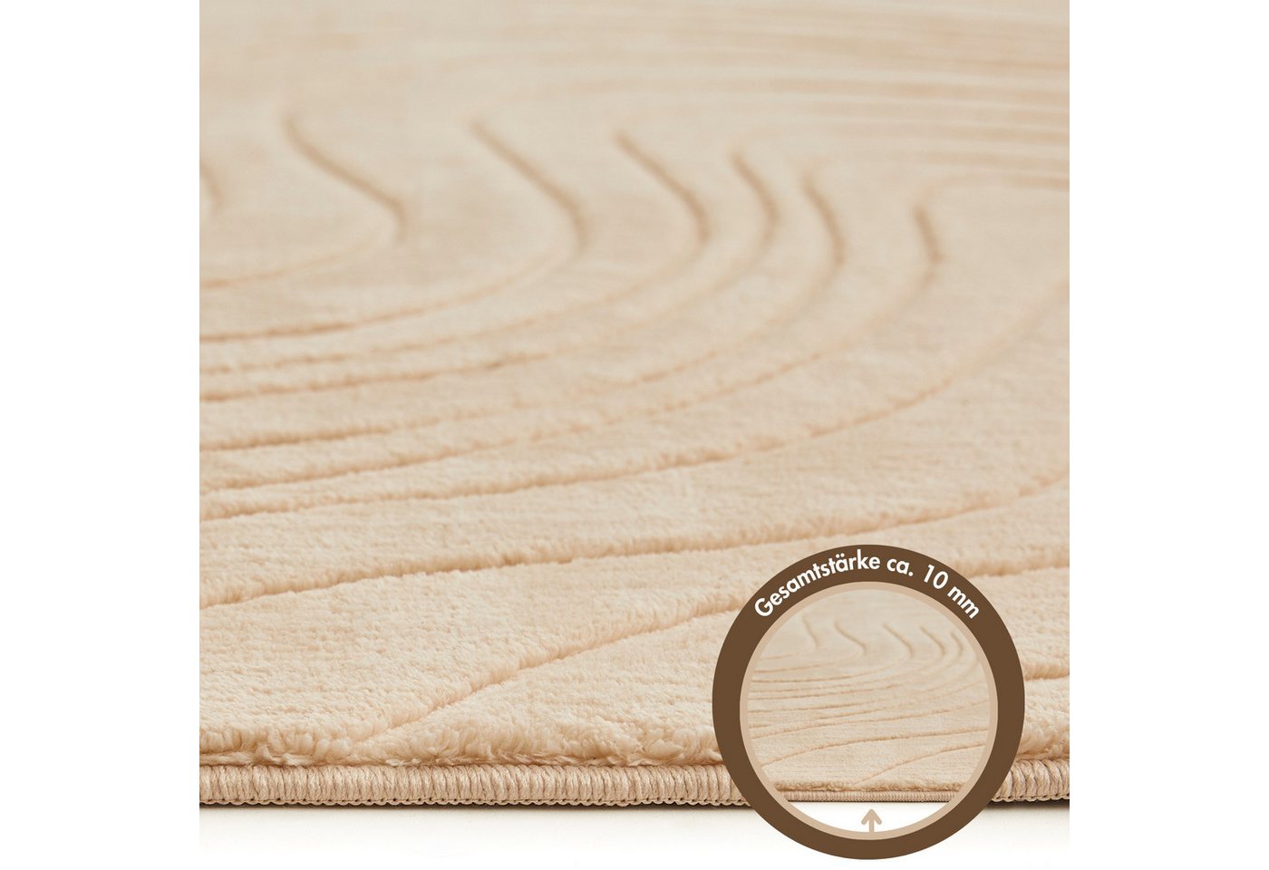 Andiamo Teppich Dale, rechteckig, Höhe: 10 mm, Uni Farben, Hoch-Tief-Struktur, Carving-Effekt, Wohnzimmer – Bild 5 von 5