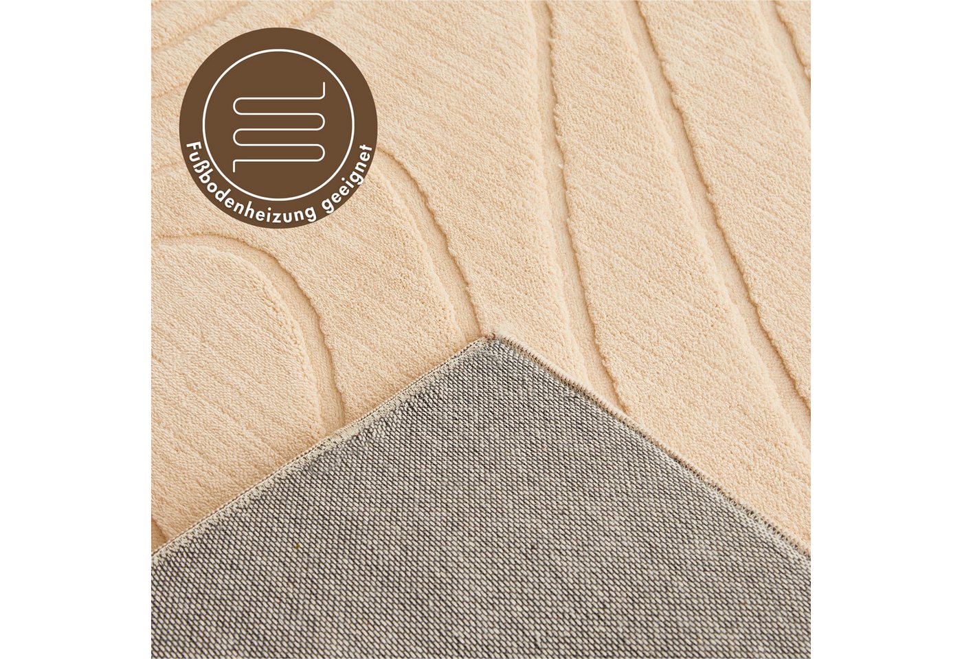 Andiamo Teppich Dale, rechteckig, Höhe: 10 mm, Uni Farben, Hoch-Tief-Struktur, Carving-Effekt, Wohnzimmer – Bild 4 von 5