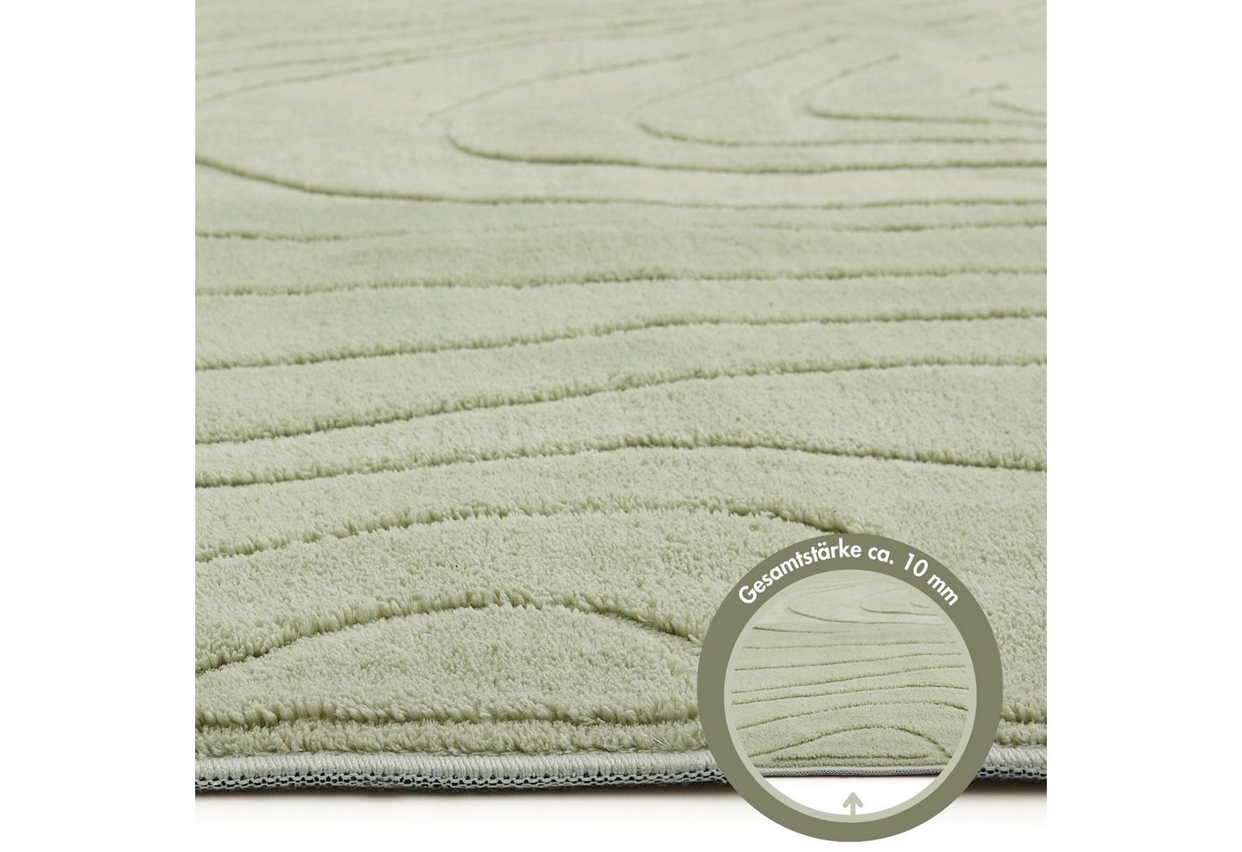 Andiamo Teppich Dale, rechteckig, Höhe: 10 mm, Uni Farben, Hoch-Tief-Struktur, Carving-Effekt, Wohnzimmer – Bild 5 von 5