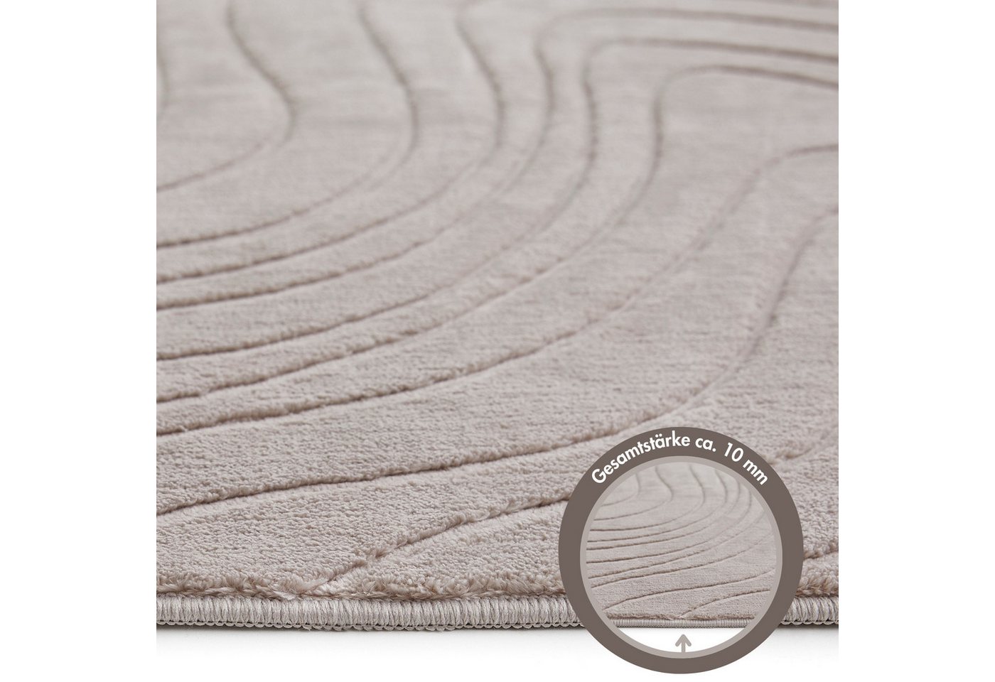 Andiamo Teppich Dale, rechteckig, Höhe: 10 mm, Uni Farben, Hoch-Tief-Struktur, Carving-Effekt, Wohnzimmer – Bild 5 von 5