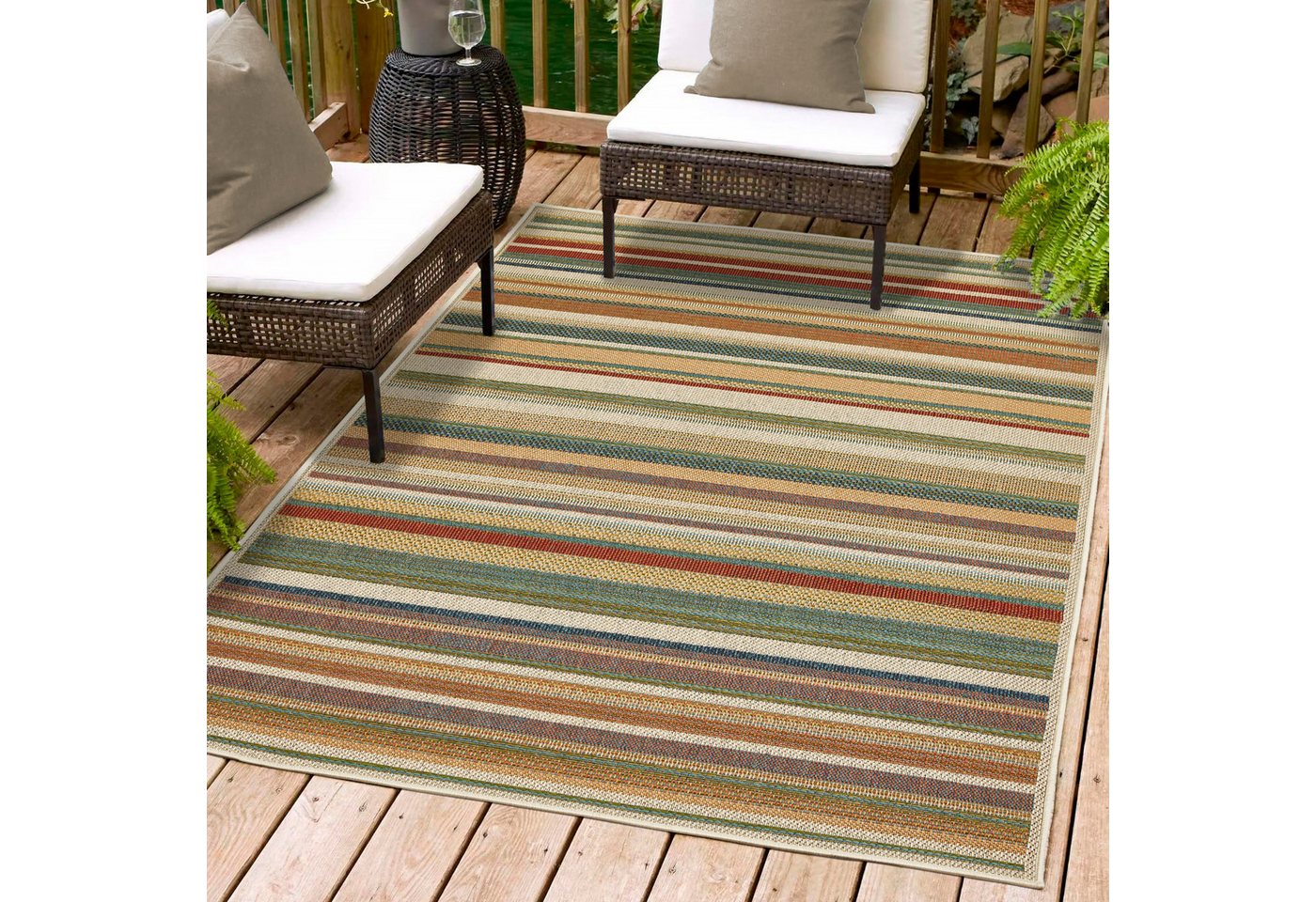Andiamo Teppich Sedona Streifen, rechteckig, Höhe: 5 mm, Flachgewebe, gestreift, In- und Outdoor geeignet – Bild 2 von 5