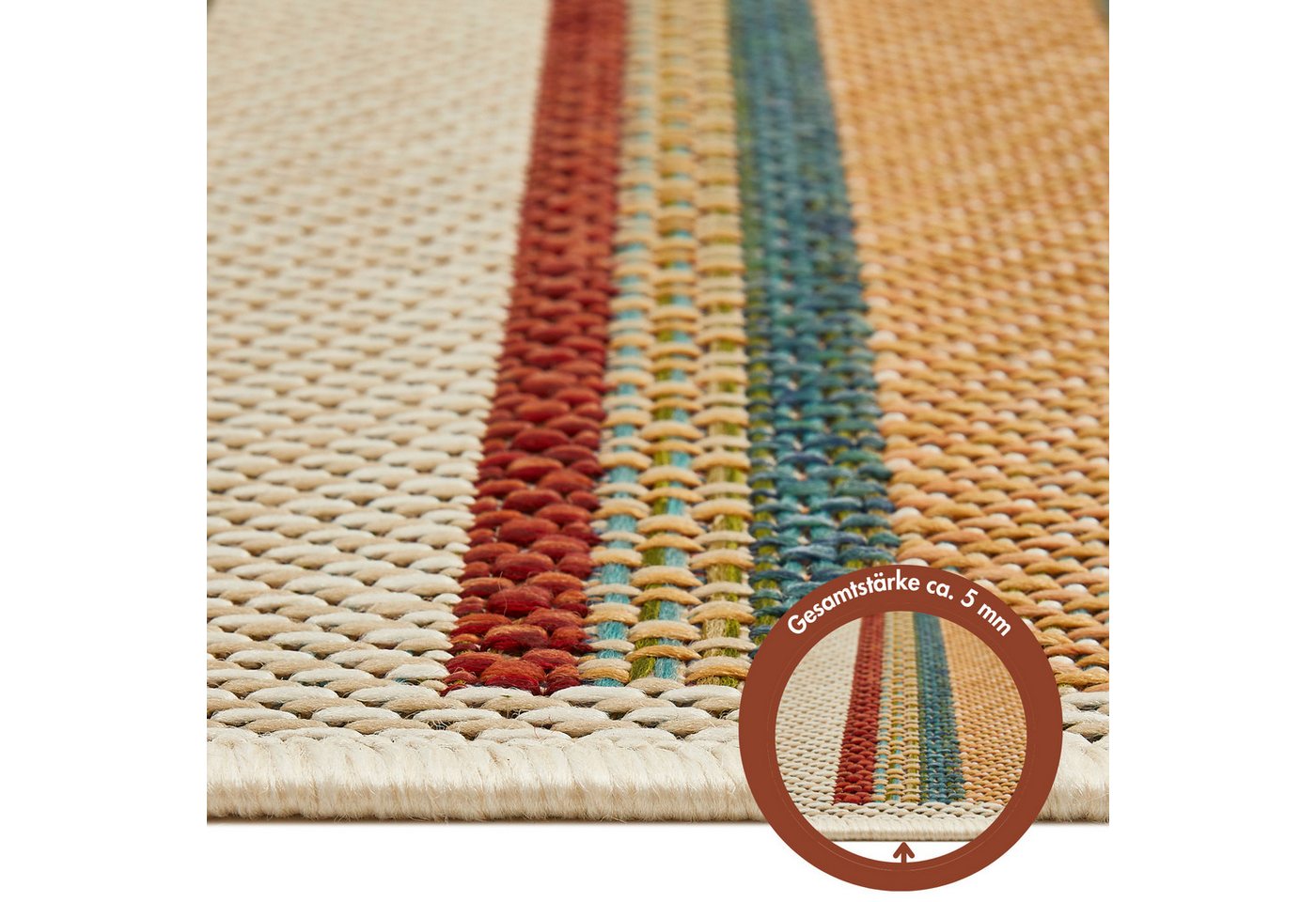 Andiamo Teppich Sedona Streifen, rechteckig, Höhe: 5 mm, Flachgewebe, gestreift, In- und Outdoor geeignet – Bild 4 von 5
