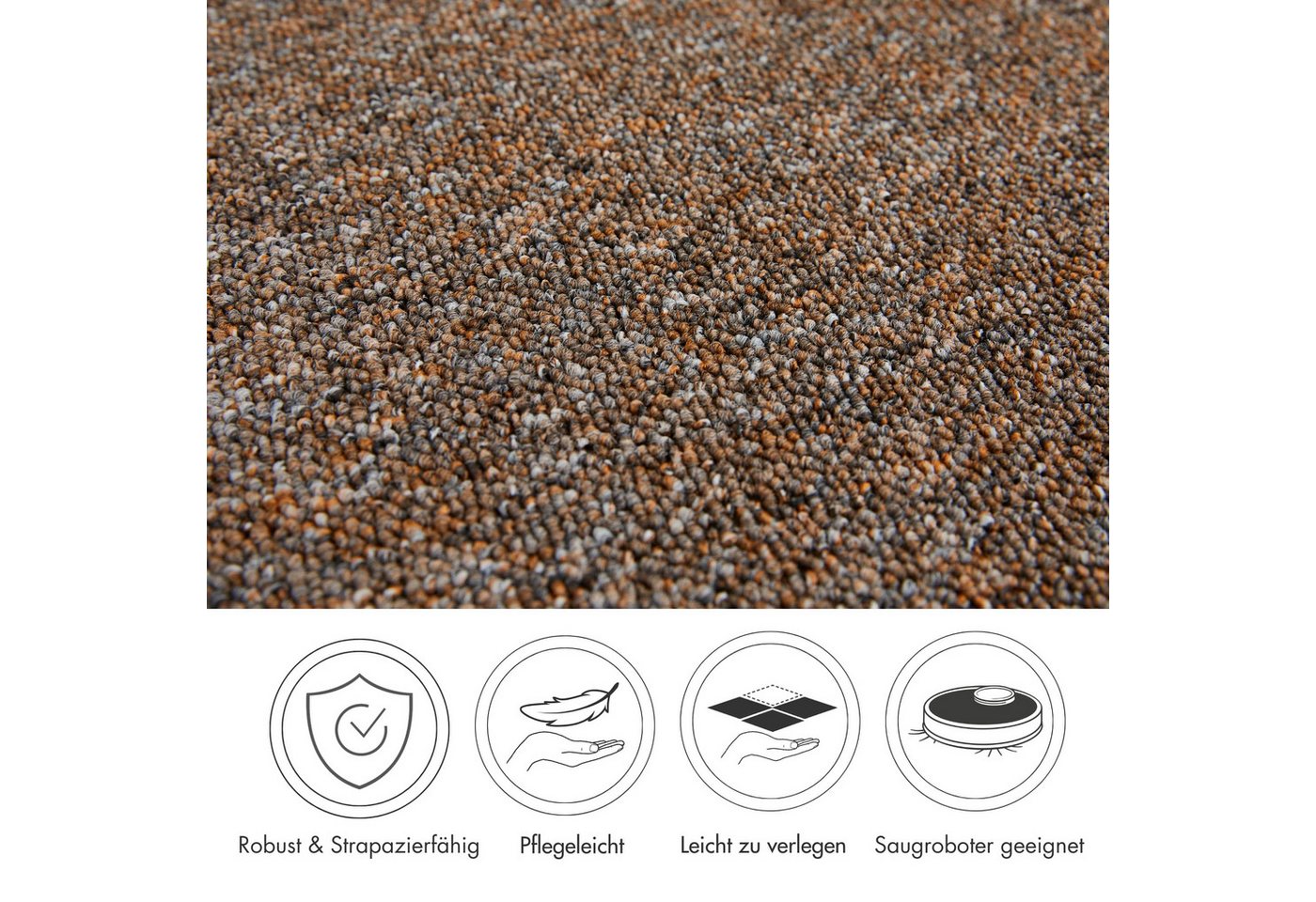 Andiamo Teppichboden Carlos, Feinschlinge, Gesamthöhe ca. 6,5 mm, rechteckig, melierte Optik, Breite 200, 400 cm oder 500 cm, strapazierfähig – Bild 3 von 5
