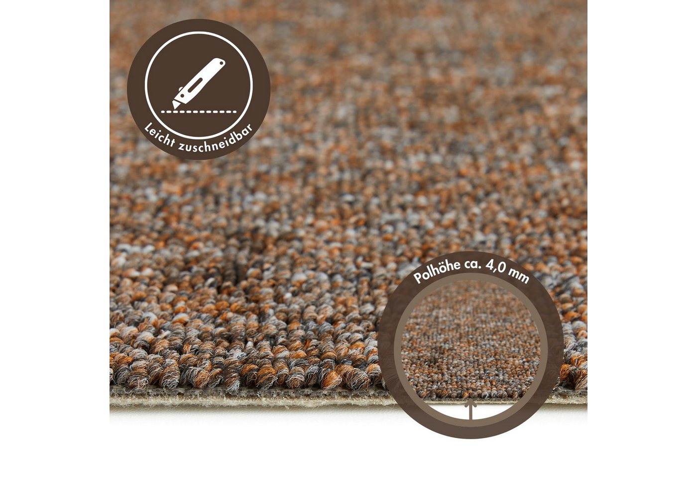 Andiamo Teppichboden Carlos, Feinschlinge, Gesamthöhe ca. 6,5 mm, rechteckig, melierte Optik, Breite 200, 400 cm oder 500 cm, strapazierfähig – Bild 4 von 5