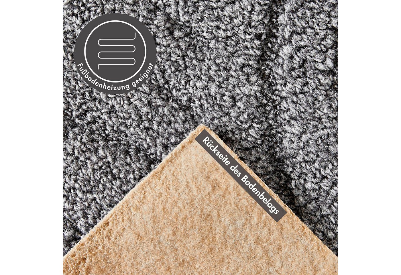 Andiamo Teppichboden Emmy, Strukturschlinge, Gesamthöhe ca. 9 mm, Luxusklasse LC1, rechteckig, Breite 200, 300, 400 oder 500 cm, Hoch-Tief Effekt, strapazierfäh – Bild 3 von 5