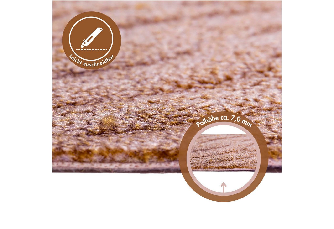 Andiamo Teppichboden Emmy, Strukturschlinge, Gesamthöhe ca. 9 mm, Luxusklasse LC1, rechteckig, Breite 200, 300, 400 oder 500 cm, Hoch-Tief Effekt, strapazierfäh – Bild 4 von 5