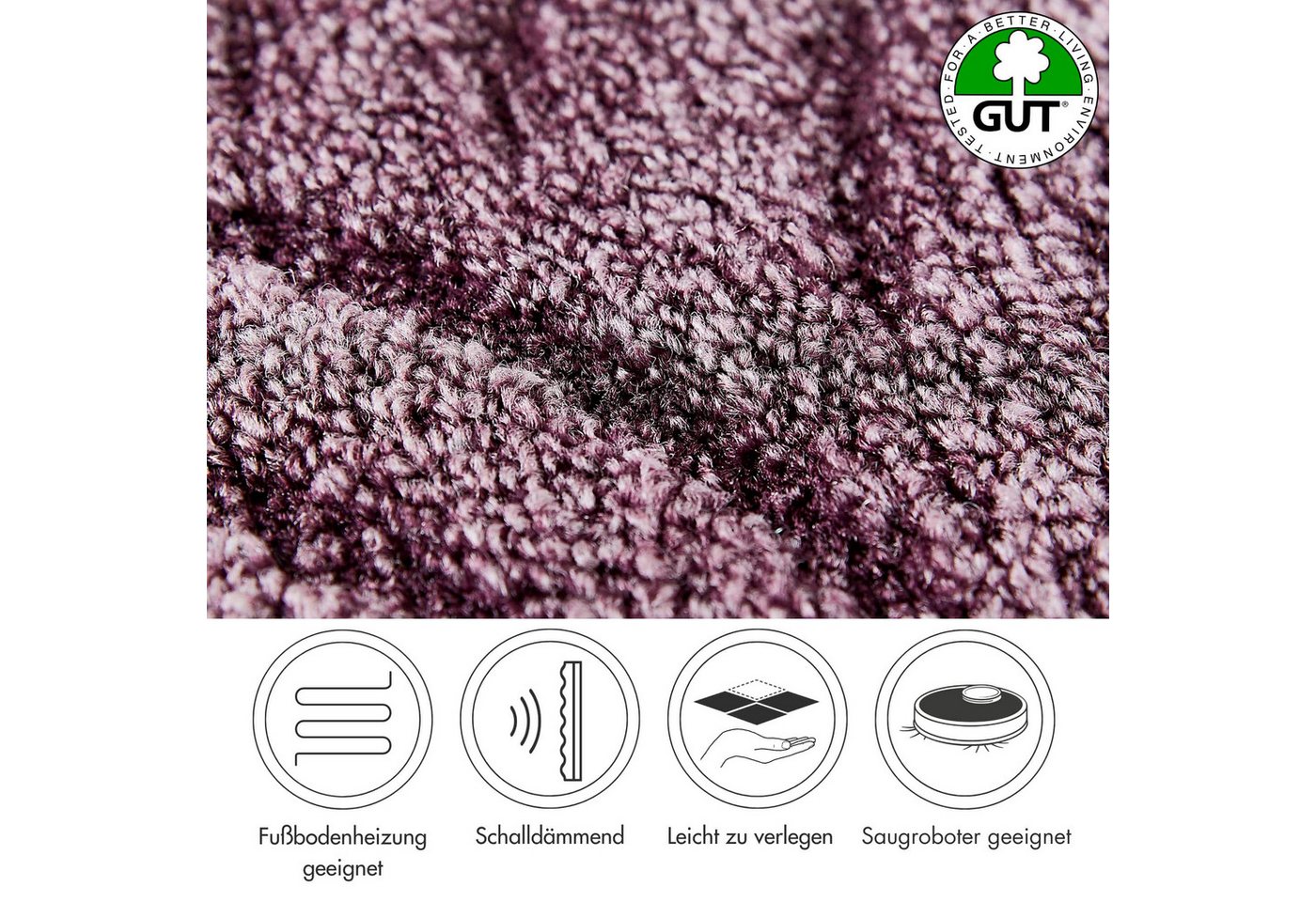 Andiamo Teppichboden Emmy, Strukturschlinge, Gesamthöhe ca. 9 mm, Luxusklasse LC1, rechteckig, gemustert, Breite 400 cm, Hoch-Tief Effekt, pflegeleicht, Wohnzim – Bild 2 von 5