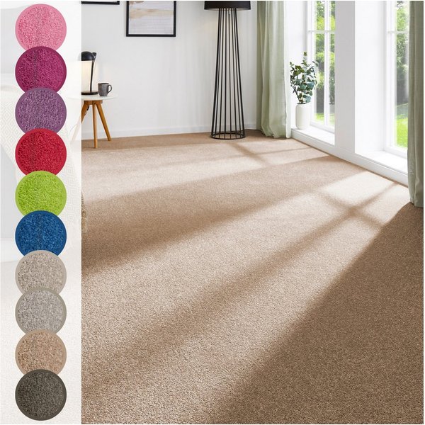Andiamo Teppichboden Ines, Kräuselvelours, Gesamthöhe ca. 8,5 mm, Luxusklasse LC2, rechteckig, Uni Farben, Breite 400 cm, strapazierfähig & pflegeleicht