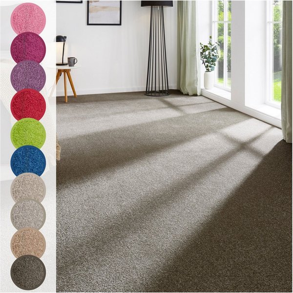 Andiamo Teppichboden Ines, Kräuselvelours, Gesamthöhe ca. 8,5 mm, Luxusklasse LC2, rechteckig, Uni Farben, Breite 400 cm, strapazierfähig & pflegeleicht