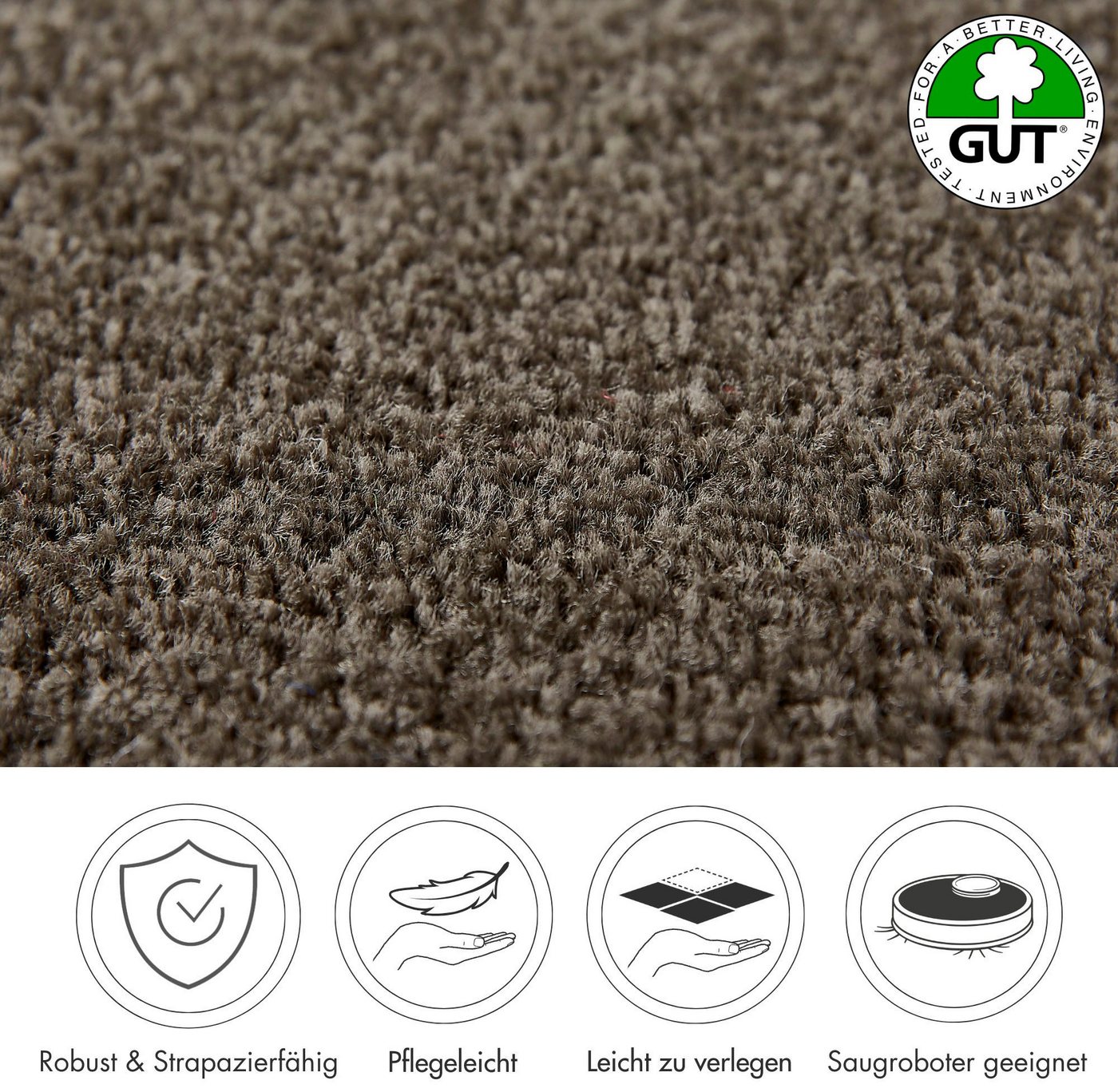 Andiamo Teppichboden Ines, Kräuselvelours, Gesamthöhe ca. 8,5 mm, Luxusklasse LC2, rechteckig, Uni Farben, Breite 400 cm, strapazierfähig & pflegeleicht – Bild 4 von 5