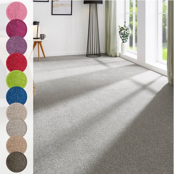 Andiamo Teppichboden Ines, Kräuselvelours, Gesamthöhe ca. 8,5 mm, Luxusklasse LC2, rechteckig, Uni Farben, Breite 400 cm, strapazierfähig & pflegeleicht