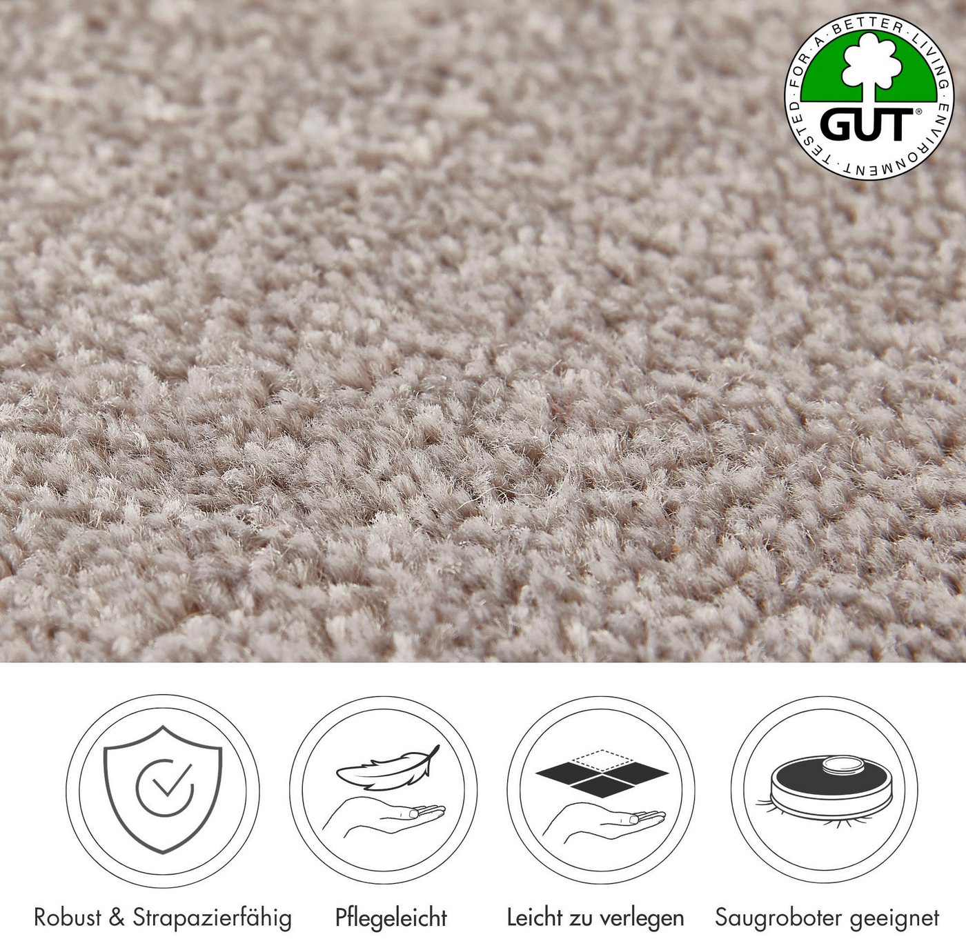 Andiamo Teppichboden Ines, Kräuselvelours, Gesamthöhe ca. 8,5 mm, Luxusklasse LC2, rechteckig, Uni Farben, Breite 400 cm, strapazierfähig & pflegeleicht – Bild 3 von 5