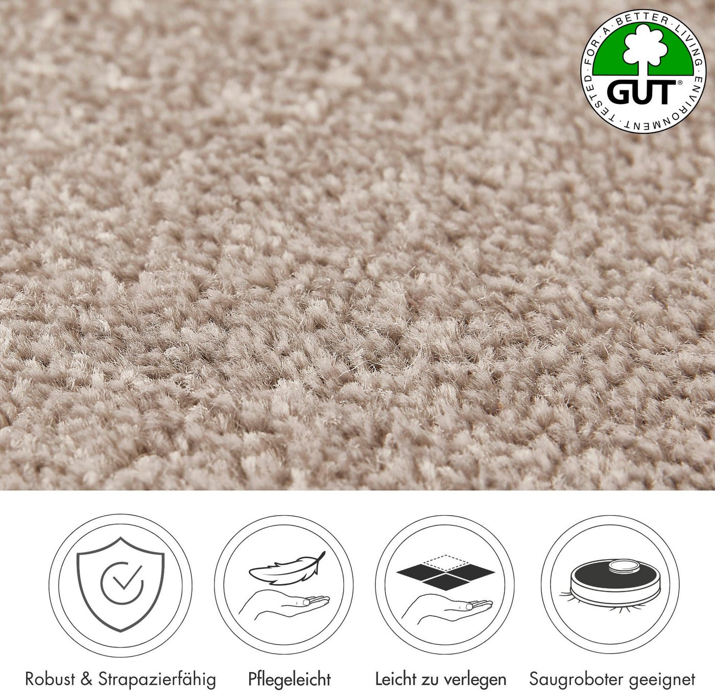 Andiamo Teppichboden Ines, Kräuselvelours, Gesamthöhe ca. 8,5 mm, Luxusklasse LC2, rechteckig, Uni Farben, Breite 400 cm, strapazierfähig & pflegeleicht – Bild 3 von 5