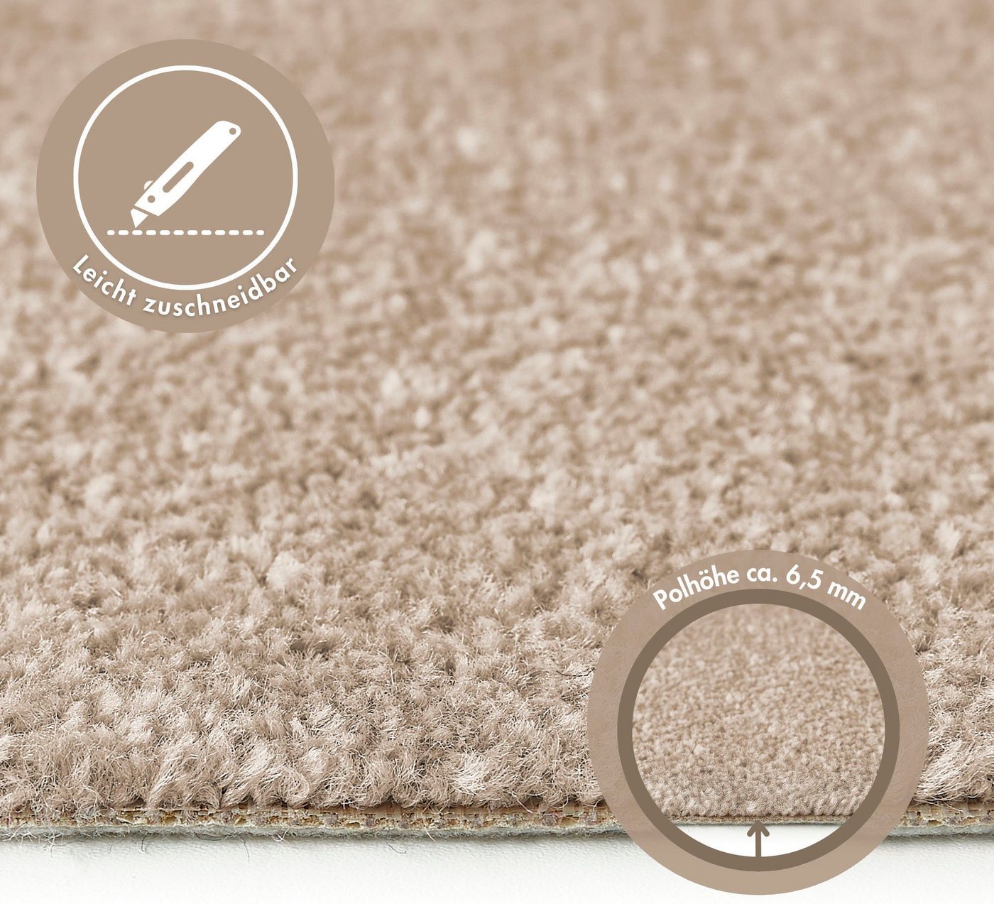 Andiamo Teppichboden Ines, Kräuselvelours, Gesamthöhe ca. 8,5 mm, Luxusklasse LC2, rechteckig, Uni Farben, Breite 400 cm, strapazierfähig & pflegeleicht – Bild 4 von 5