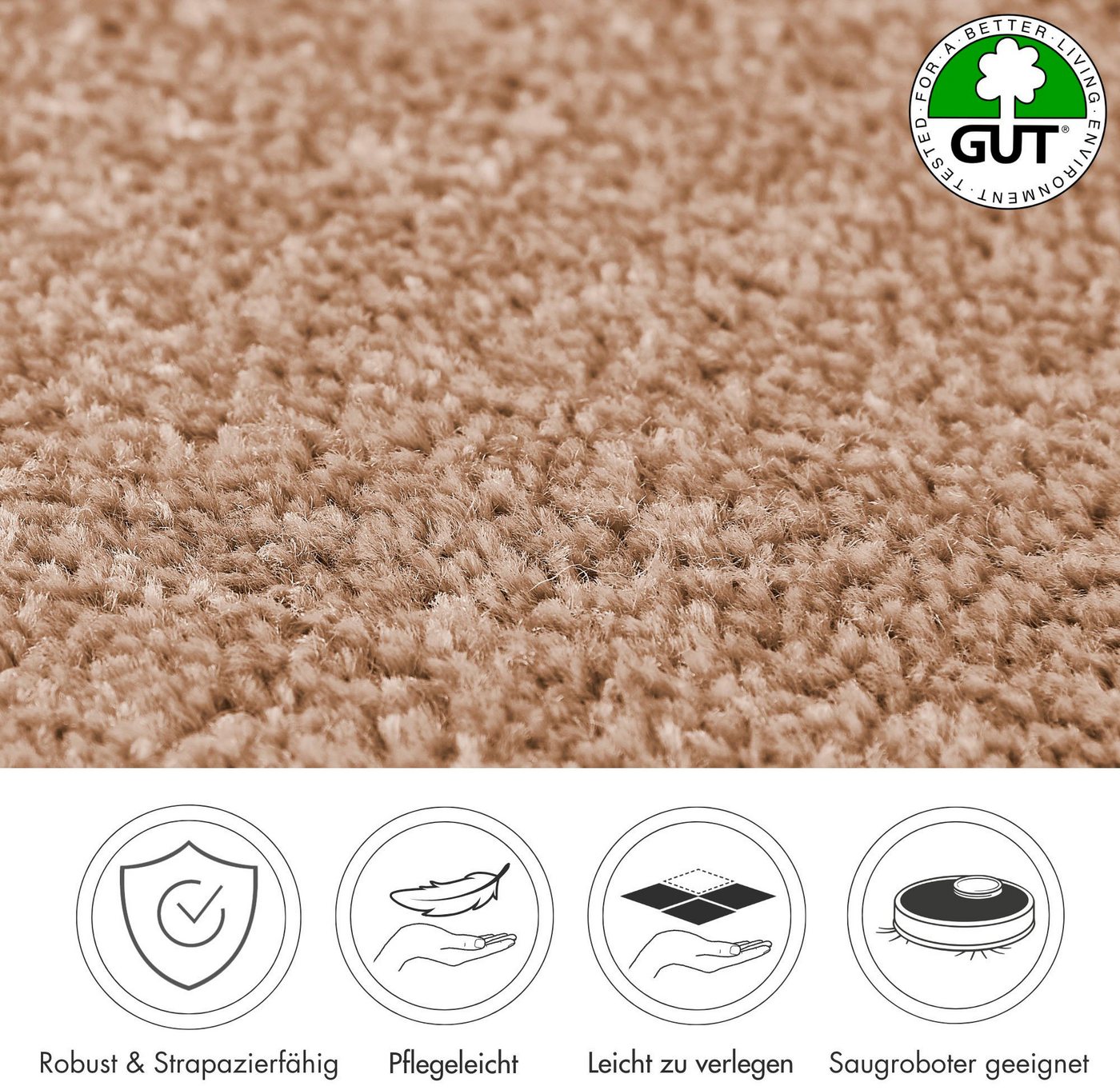 Andiamo Teppichboden Ines, Kräuselvelours, Gesamthöhe ca. 8,5 mm, Luxusklasse LC2, rechteckig, Uni Farben, Breite 400 cm, strapazierfähig & pflegeleicht – Bild 3 von 5