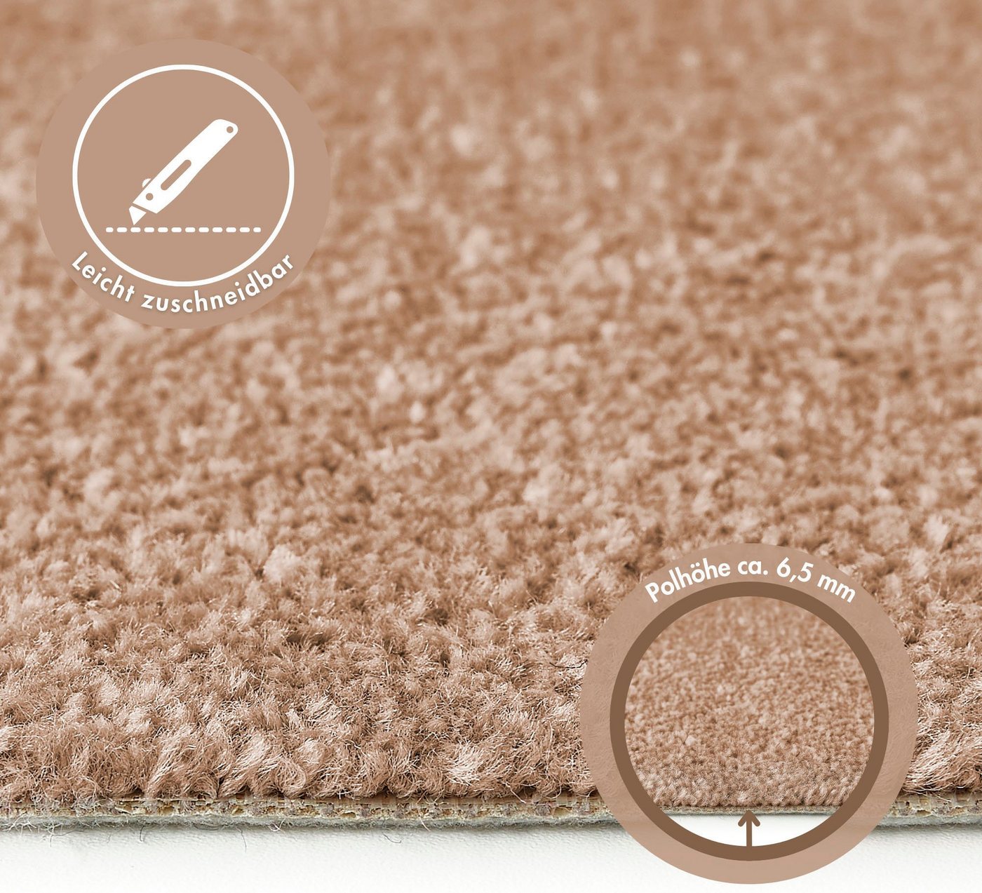 Andiamo Teppichboden Ines, Kräuselvelours, Gesamthöhe ca. 8,5 mm, Luxusklasse LC2, rechteckig, Uni Farben, Breite 400 cm, strapazierfähig & pflegeleicht – Bild 4 von 5